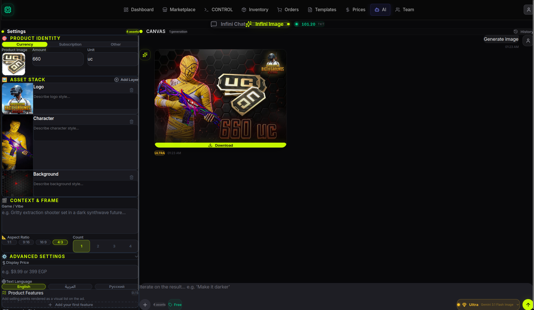 AI tools including Infini Chat and Infini Image